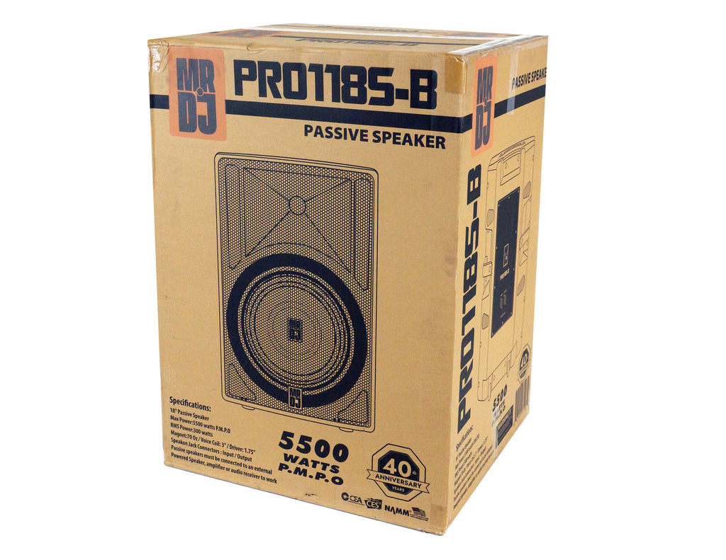 MR DJ PRO118S-B Powerful PRO PA DJ Single 18" Passive Speaker + Stand