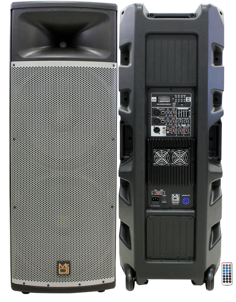 Mr Dj PRO215BT PRO PA DJ Dual 15" Active Full Range Powered Speaker 2" Display