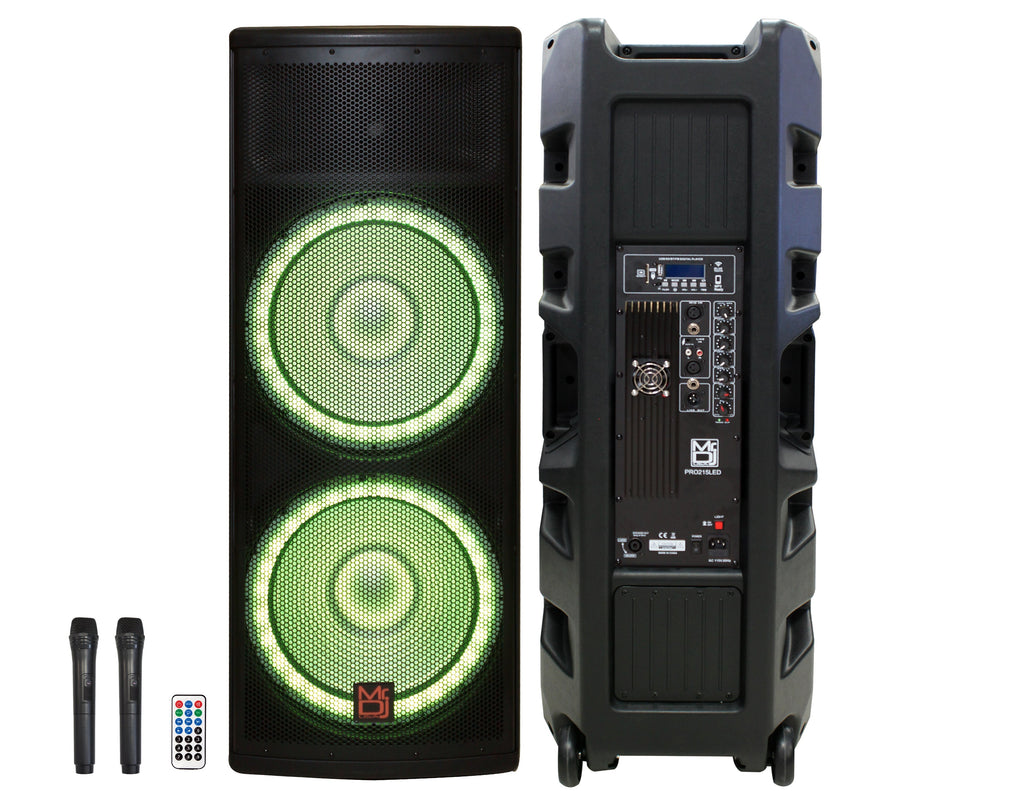 2 PRO215LED Professional Dual 2x15" PA DJ Bluetooth Powered Speaker