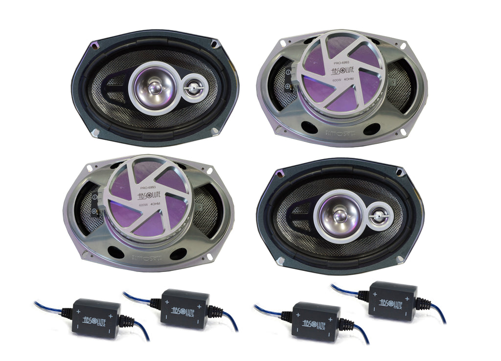 2 Pair Absolute USA PRO6993 Pro Series 6x9" 3 Way full-range loudspeakers 6x9" 3 Way full-range loudspeakers Car Speakers 600 Watts Max Power