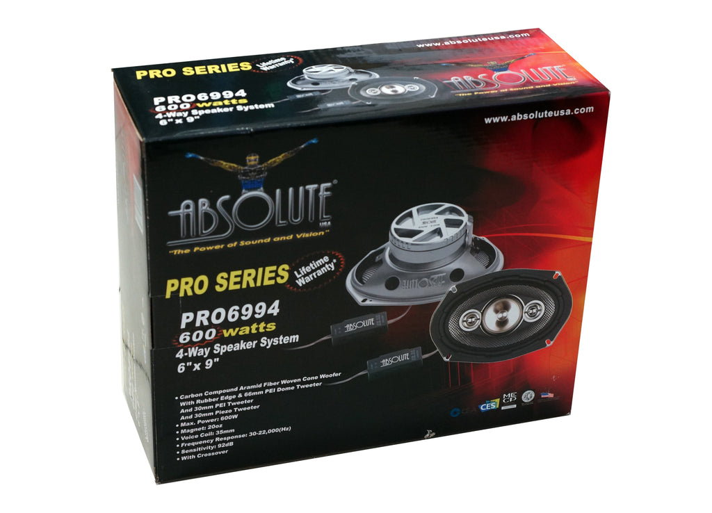 Absolute USA PRO6994 Pro Series 6x9" 4 Way full-range loudspeakers 6x9" 4 Way full-range loudspeakers Car Speakers 600 Watts Max Power