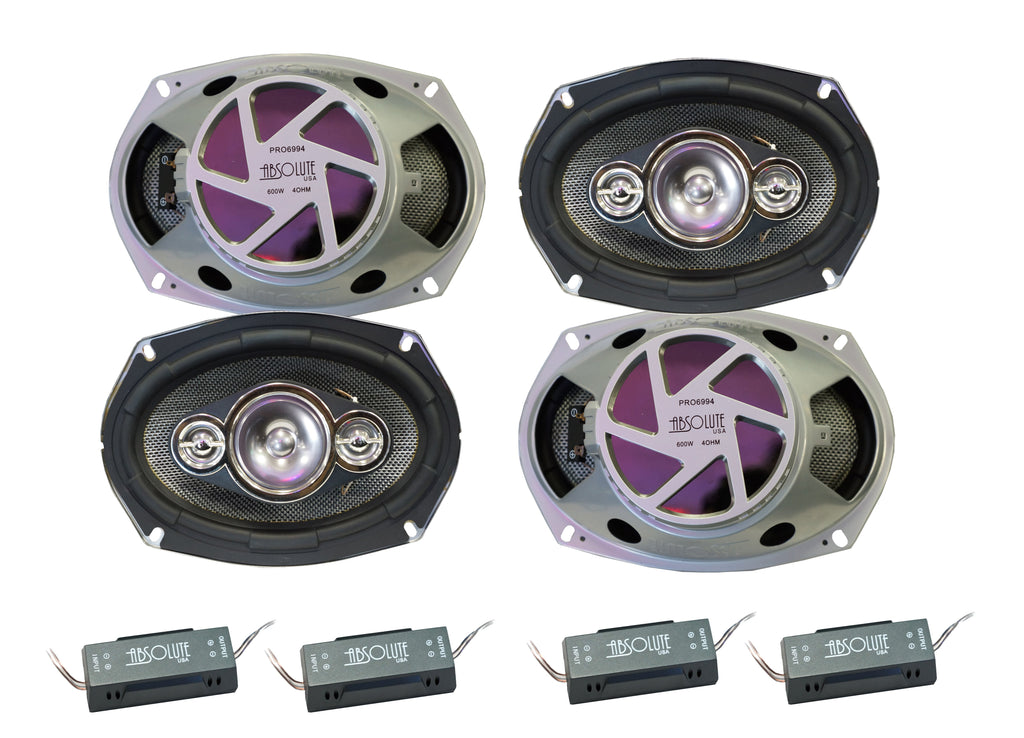 2 Pair Absolute USA PRO6994 Pro Series 6x9" 4 Way full-range loudspeakers 6x9" 4 Way full-range loudspeakers Car Speakers 600 Watts Max Power