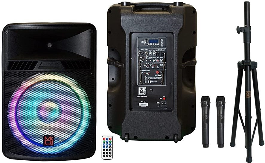 MR DJ PROBAT118 18" 4000W Max Power Speaker Built-in Battery + Speaker Stand