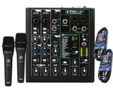 Mackie ProFX6v3 6-Channel Mixer with Built-in Effects and USB + 2 Mackie EM-89D Cardioid Dynamic Vocal Microphone + MR DJ Microphone Cables