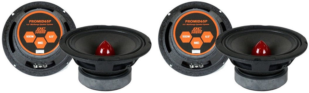 2 Pair DC Sound PROMID65P 6.5" 500W Mid-Range Aluminum Bullet Loudspeaker