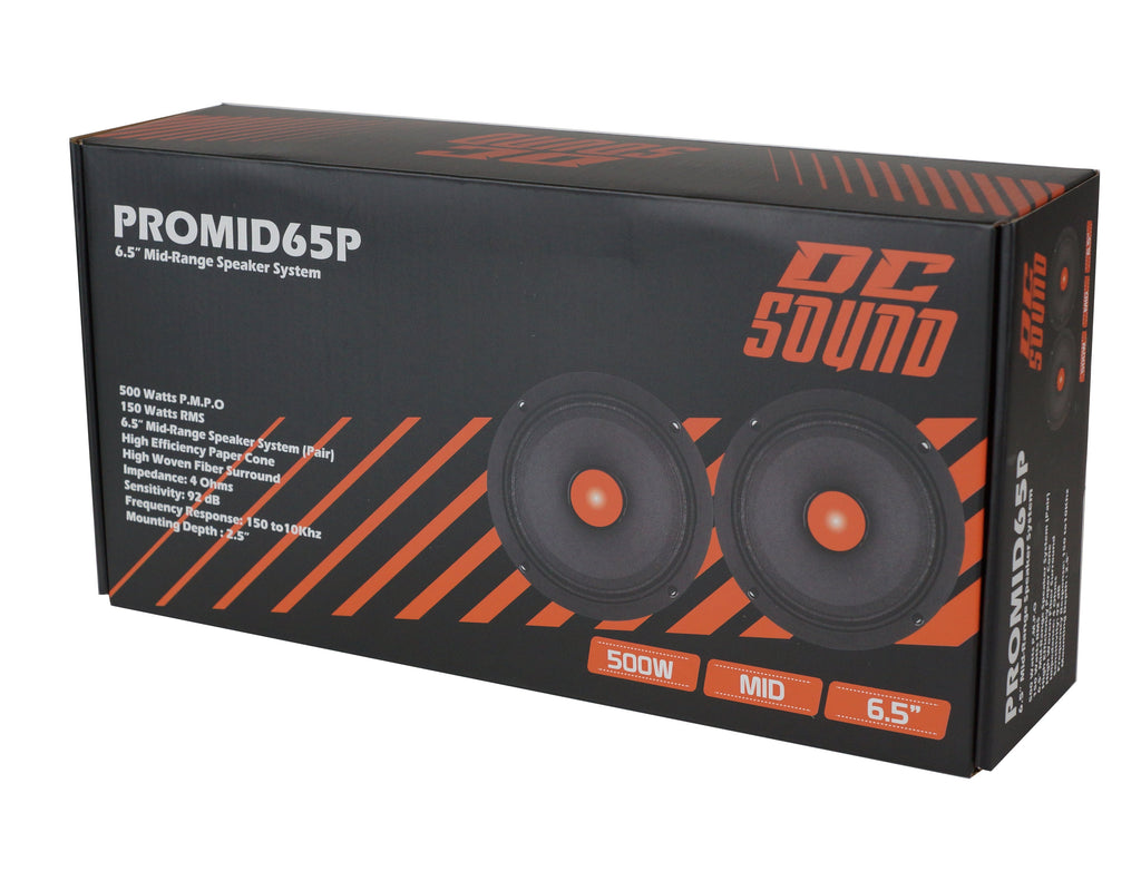 DC Sound PROMID65P 6.5" 500W Mid-Range Aluminum Bullet Loudspeaker Pair