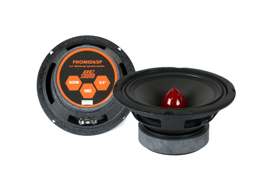 2 DC Sound PROMID65P 6.5" 500W Mid-Range Aluminum Bullet Loudspeaker + Flat Box