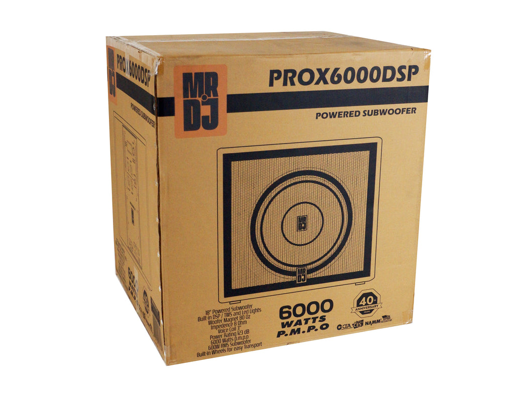 MR DJ PROX6000DSP 18" Active Powered DSP-Enhanced Subwoofer 6000 Watts
