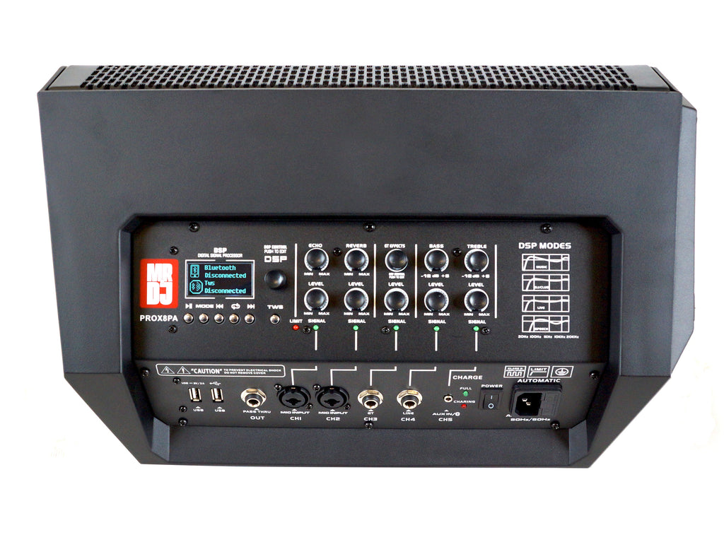 MR DJ PROX8PA PRO Battery Powered Active Portable PA Speaker All-in-One + Stand