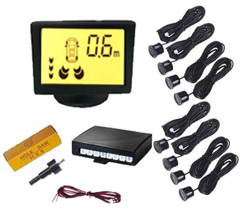 Absolute Universal Front and Rear Parking Sensor System w 8 Black Parking Sensor