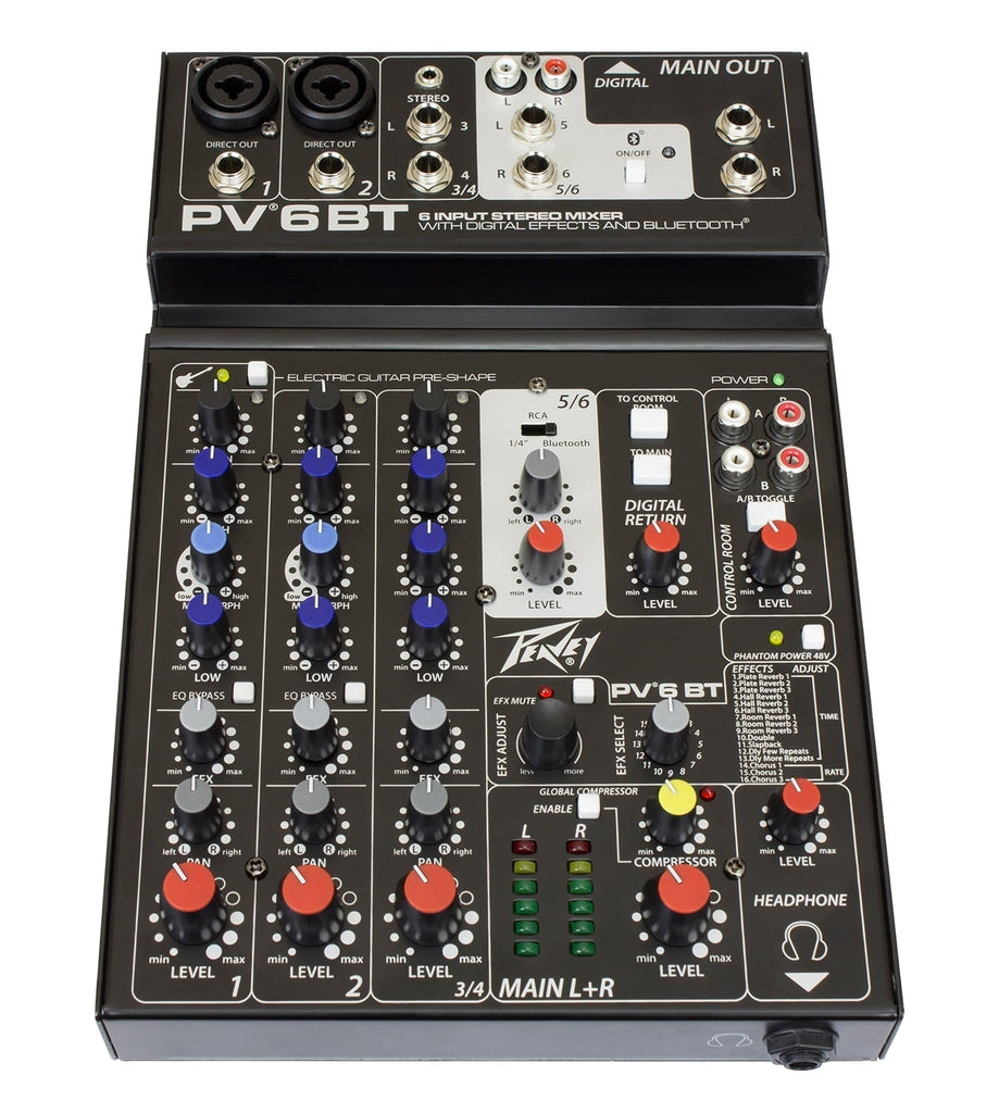 Copy of Peavey PV 6 BT 6 Channel Compact Mixing Mixer Console with Bluetooth + Certified Headphones