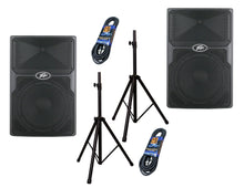 Charger l&#39;image dans la galerie, (2) PVXP15 DSP 15 inch Powered Speaker 830W 12&quot; Powered Speaker with 1.4&quot; Compression Driver,+ Free Mr. Dj Speaker Stands+XLR Cable