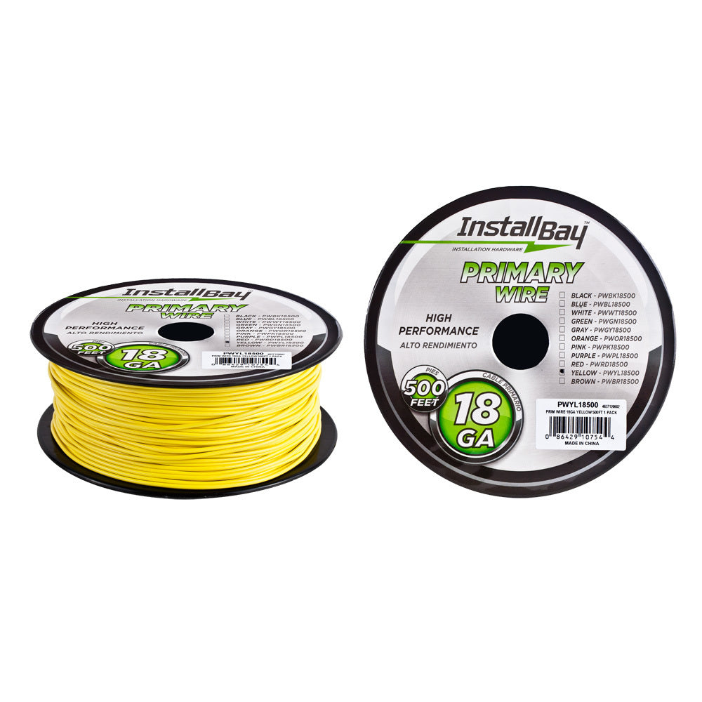 Install Bay PWYL18500 Primary Wire 18 Gauge All Copper Yellow Coil - 500 ft