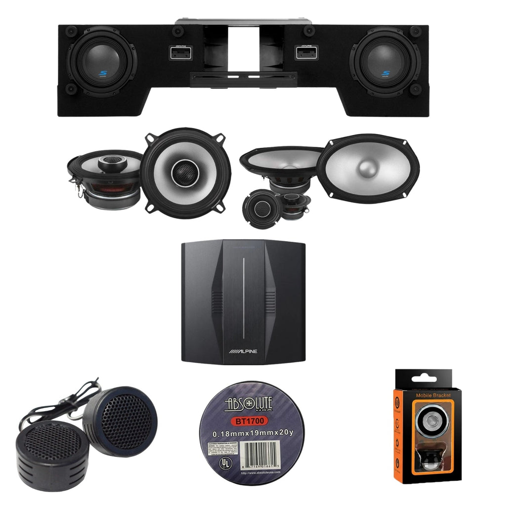 Alpine PXE-C80-88+S2-S69C+S-DB8V-TRK+S2-S50 OPTIM8 8-Channel Hi-Res Digital Sound Processor Amplifier w/ Dual 8” Preloaded Truck Sub Enclosure & 6x9" & 5.25" Comp / Coaxial Bundle