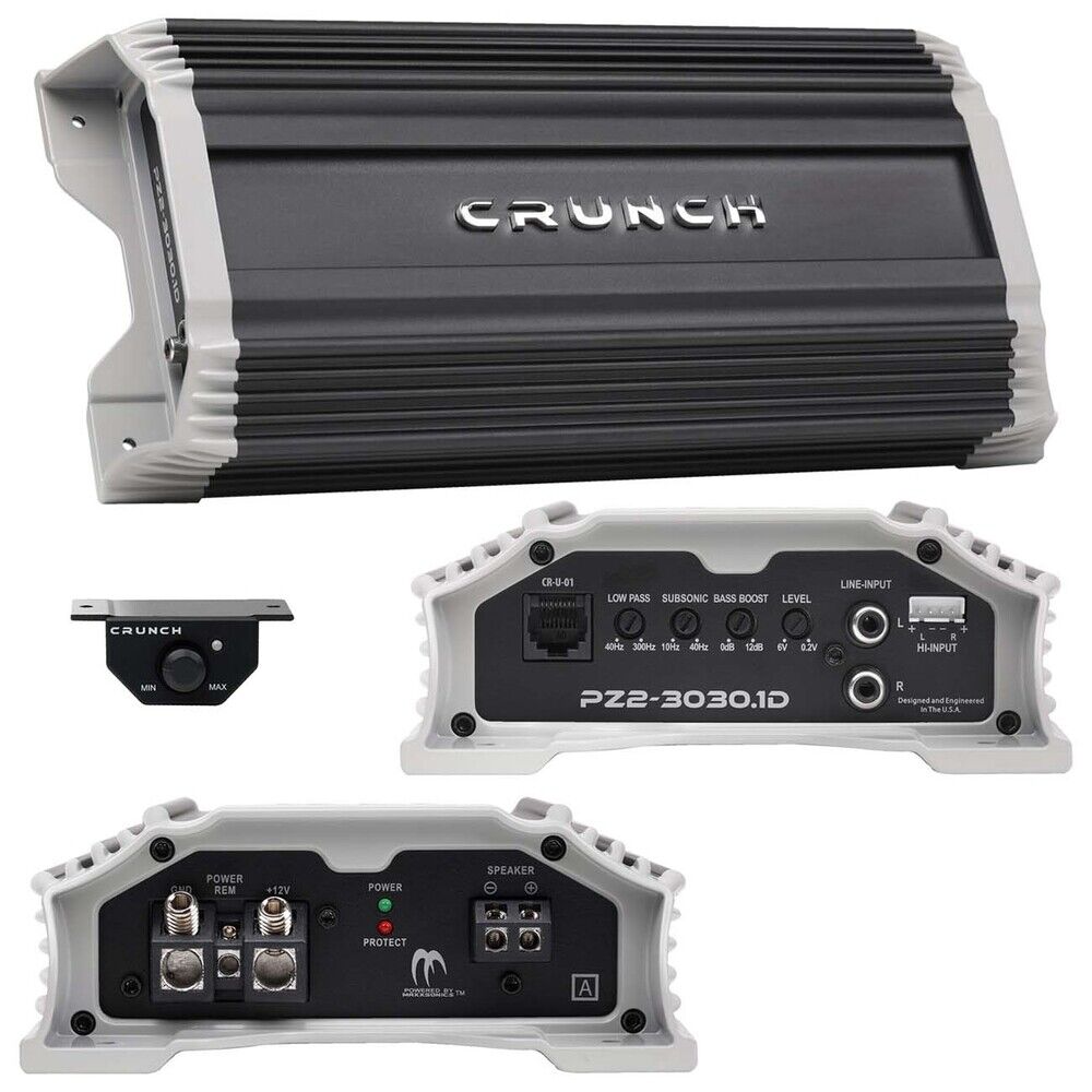 Crunch PZ2-3030.1D 3000 Watt Mono Amplifier 1 Ohm Stable Car Audio Amplifier