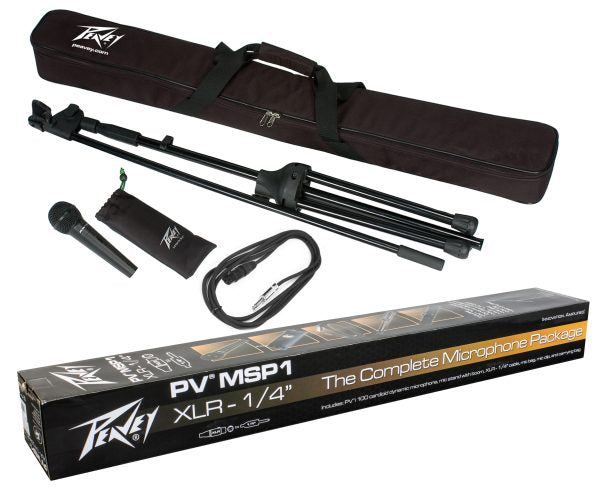 Peavey PV® MSP1 Microphone 1/4” /Mic Stand Pkg Complete Microphone with Stand Kit Cable
