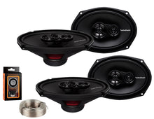 Charger l&#39;image dans la galerie, 2 Pairs of Rockford Fosgate Prime R169X3 260W Peak (130W RMS) 6x9 3-Way Prime Series Coaxial Speakers - 4 Speakers + Absolute 100FT Speaker Wire + Magnet Phone Holder