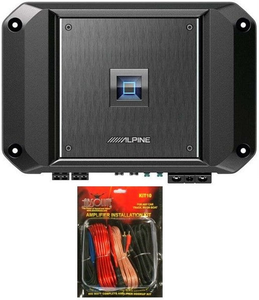 Alpine R2-A60F 4 Channel 600 Watt Class D Amplifier & KIT10 Installation AMP Kit