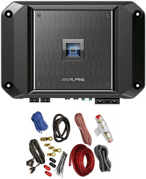 Alpine R2-A60F 4 Channel 600 Watt Class D Car Audio Amplifier & KIT4 Installation AMP Kit