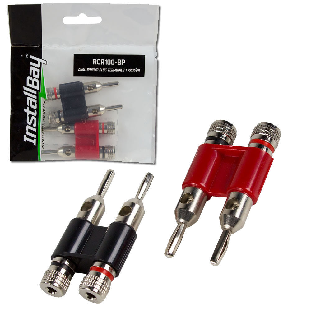 Install Bay RCA100-BP Rca Banana Plugs Paired Black/Red - Retail Pack