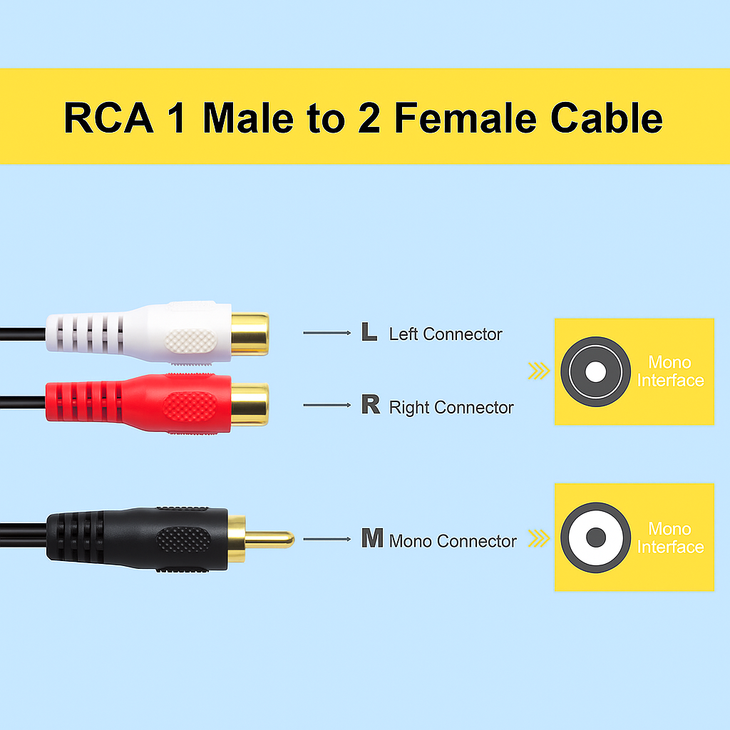 10 Absolute 2F1M RCA Interconnect Cable Wire Marine Car Amplifier Stereo Home Audio