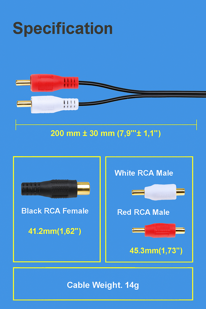 4 Absolute 1F2M RCA Interconnect Cable Wire Marine Car Amplifier Stereo Home Audio