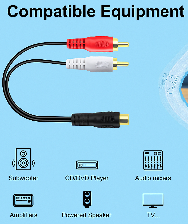 4 Absolute 1F2M RCA Interconnect Cable Wire Marine Car Amplifier Stereo Home Audio