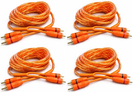4 Absolute RCA15OR 15ft Orange RCA Cable 100% OFC Oxygen Copper 2-Ch Stereo Interconnect Twisted Pair Noise Reduction Gold-Plated Connectors HiFi Audio Cable for Car/Home Audio