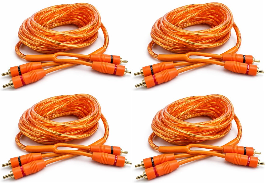 4 Absolute RCA3OR 3ft Orange RCA Cable 100% OFC Oxygen Copper 2-Ch Stereo Interconnect Twisted Pair Noise Reduction Gold-Plated Connectors HiFi Audio Cable for Car/Home Audio
