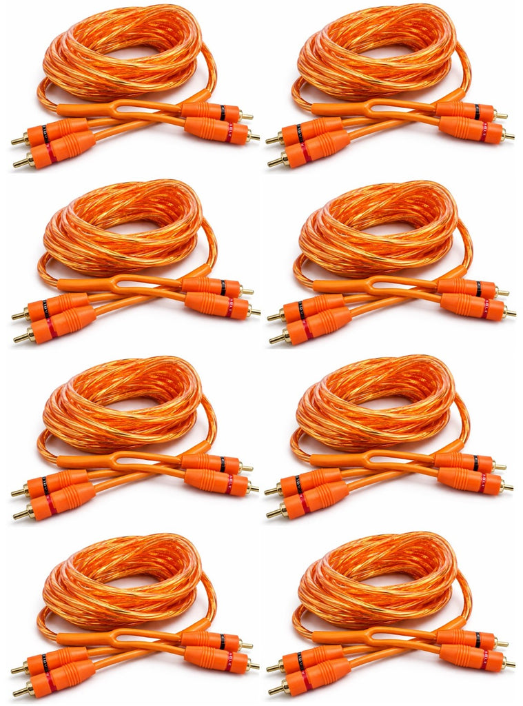 8 Absolute RCA17OR 17ft Orange RCA Cable 100% OFC Oxygen Copper 2-Ch Stereo Interconnect Twisted Pair Noise Reduction Gold-Plated Connectors HiFi Audio Cable for Car/Home Audio