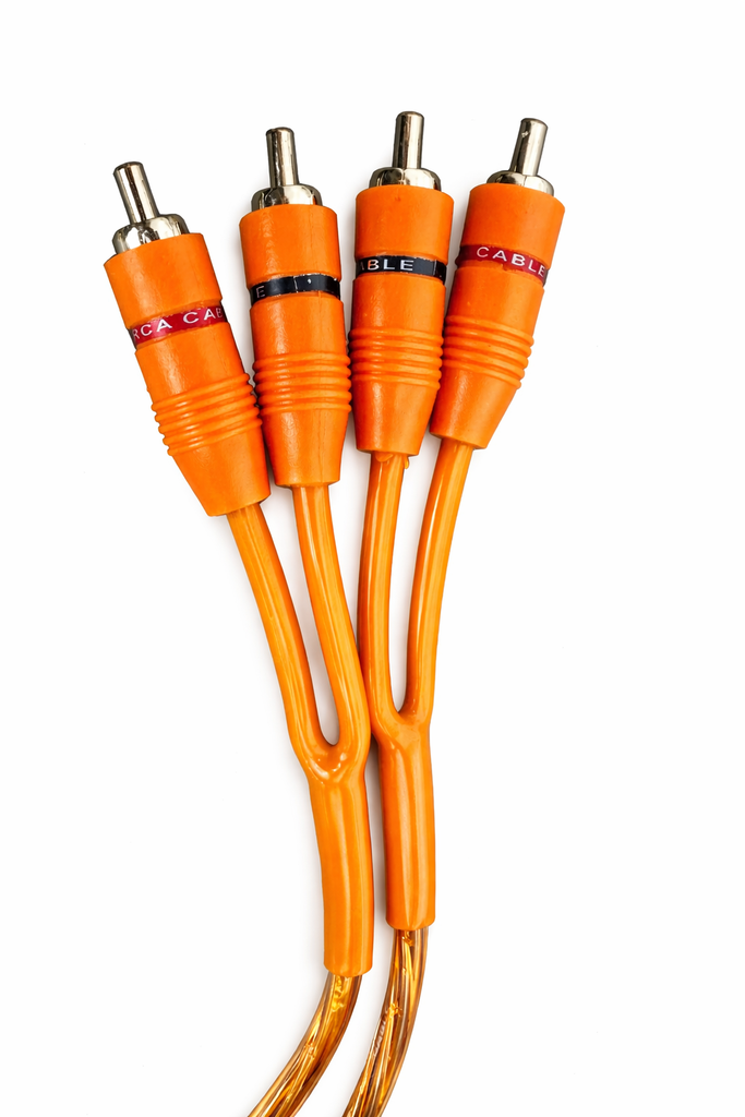 10 Absolute RCA12OR 12ft Orange RCA Cable 100% OFC Oxygen Copper 2-Ch Stereo Interconnect Twisted Pair Noise Reduction Gold-Plated Connectors HiFi Audio Cable for Car/Home Audio