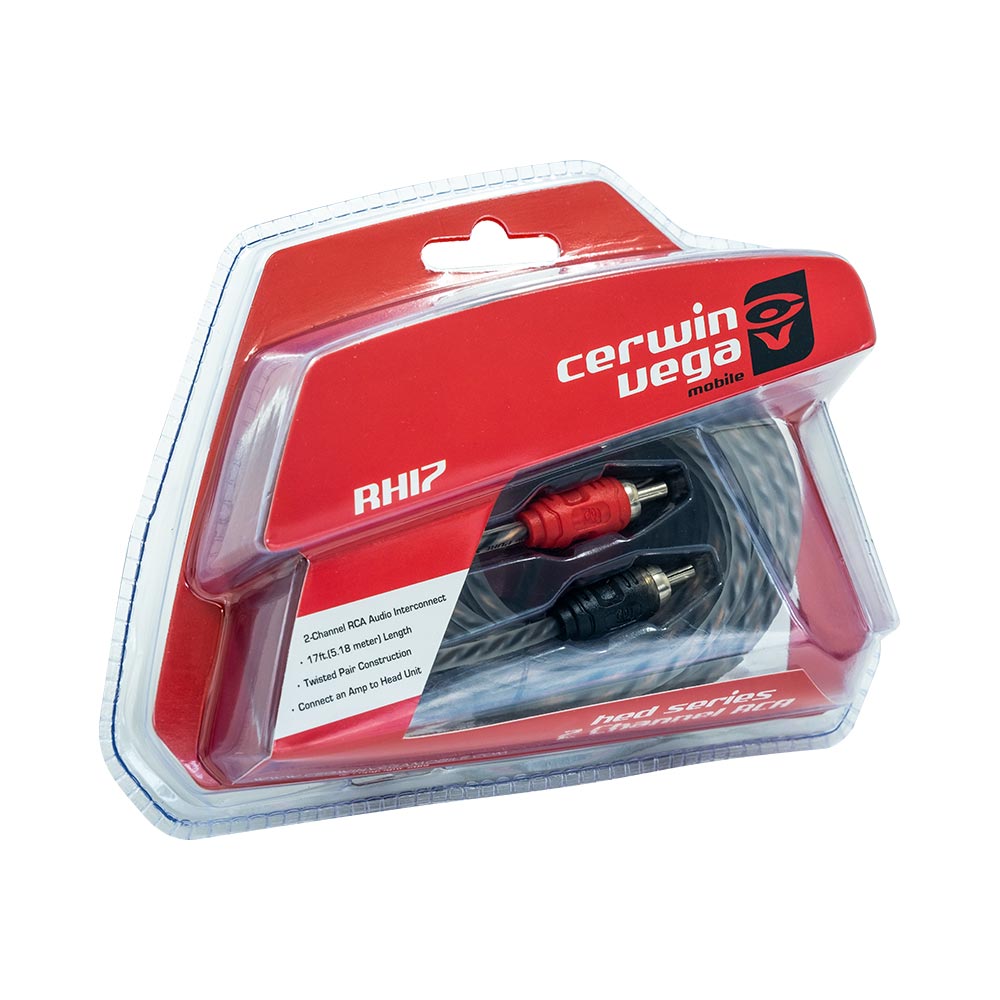 Cerwin Vega RH17 HED-2-channel 17ft twisted RCA cable w/single molded ends