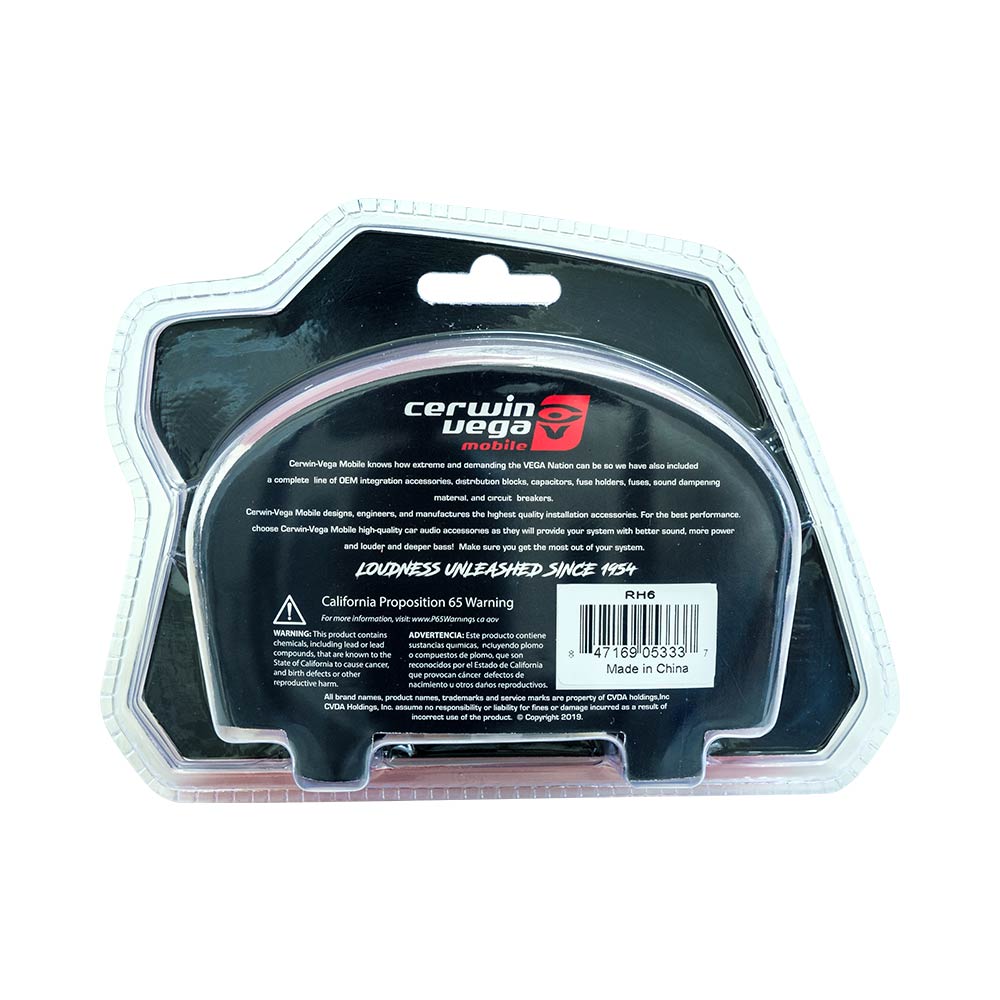 Cerwin Vega RH6 HED 2 channel 6ft twisted RCA cable w/single molded ends