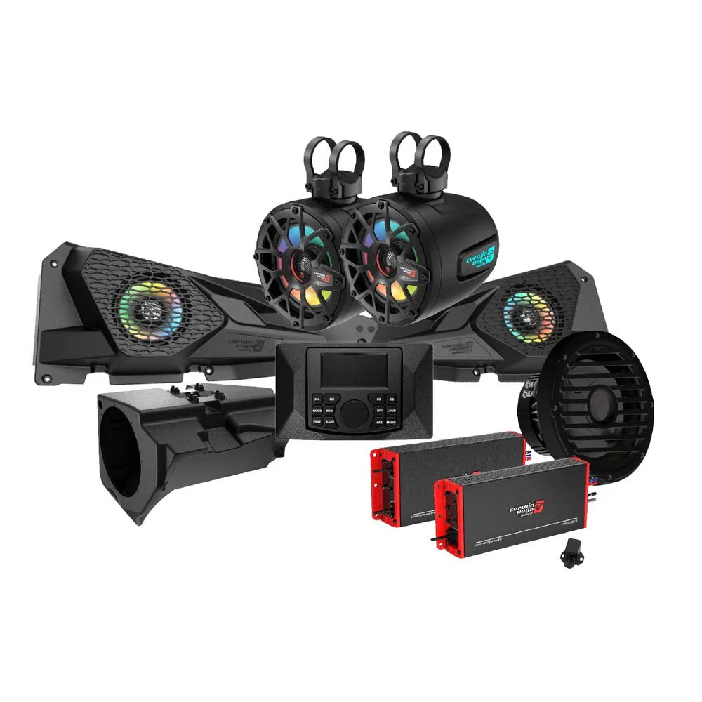 Cerwin Vega RPMRZRKM23 2014+ RZR XP 710W Complete Kit Dual Amplifiers Media Center 6.5" Speakers 6.5” Tower Speakers 10" Subwoofer