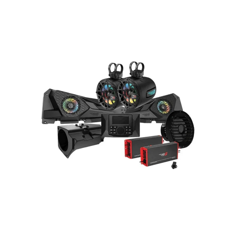 Cerwin Vega RPMRZRKM23 2014+ RZR XP 710W Complete Kit Dual Amplifiers Media Center 6.5" Speakers 6.5” Tower Speakers 10" Subwoofer