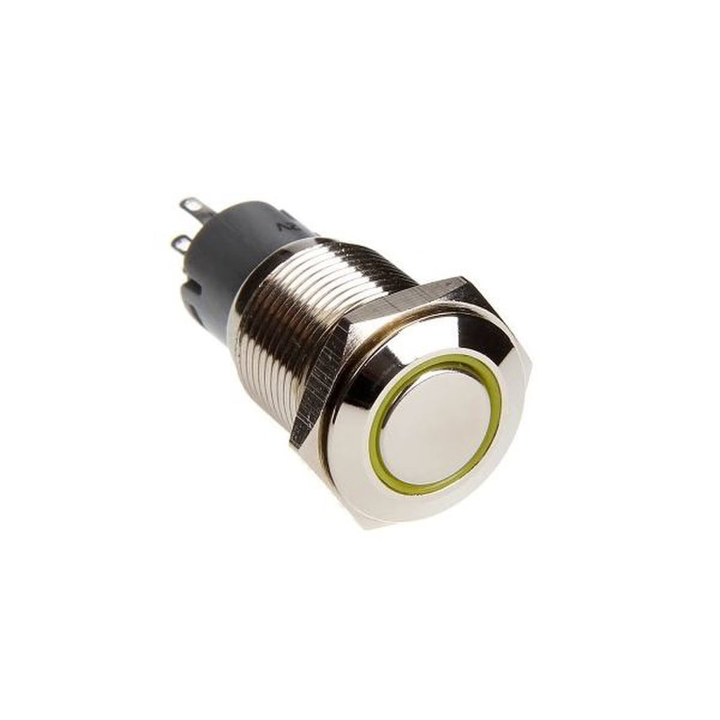 Race Sport Lighting RS-2P16MM-LEDY 16mm LED 2-Position On/Off Switch (Yellow) - Chrome Finish