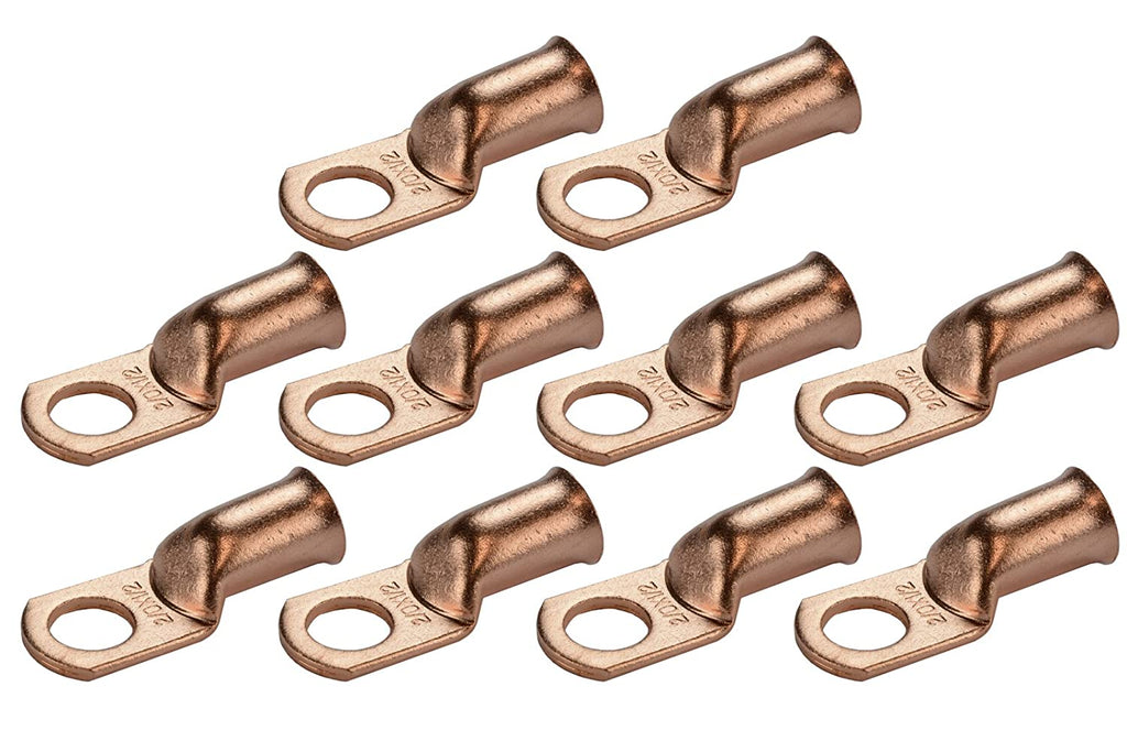 Install Bay CUR214 Copper Uninsulated Ring Terminal 2 Gauge 1/4" 10/PK