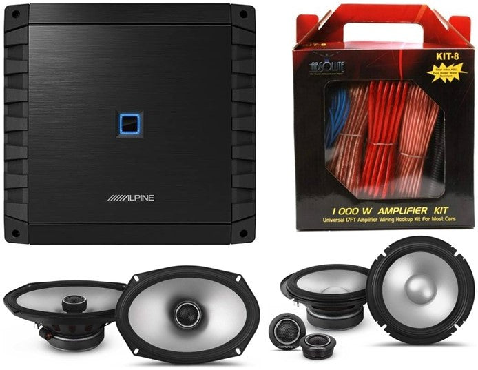 Alpine S2-S65C 6.5" Component S2-S69 6x9" Speaker S2-A36F Amplifier KIT8 AMP Kit