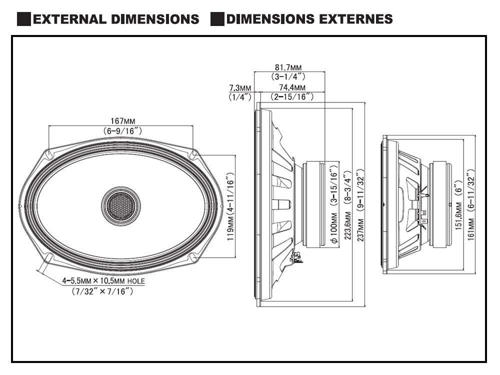 Alpine S2-S69 260 Watts S-Series 6x9" 2-Way Hi-Res Car Audio Coaxial Speakers