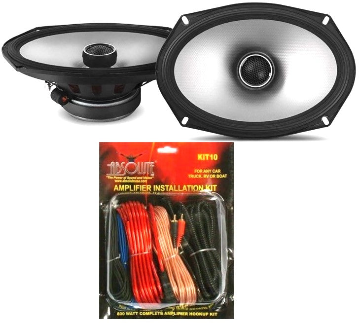 Alpine S2-S69 260 Watts 6x9" 2-Way Car Audio Coaxial Speakers & KIT10 AMP Kit