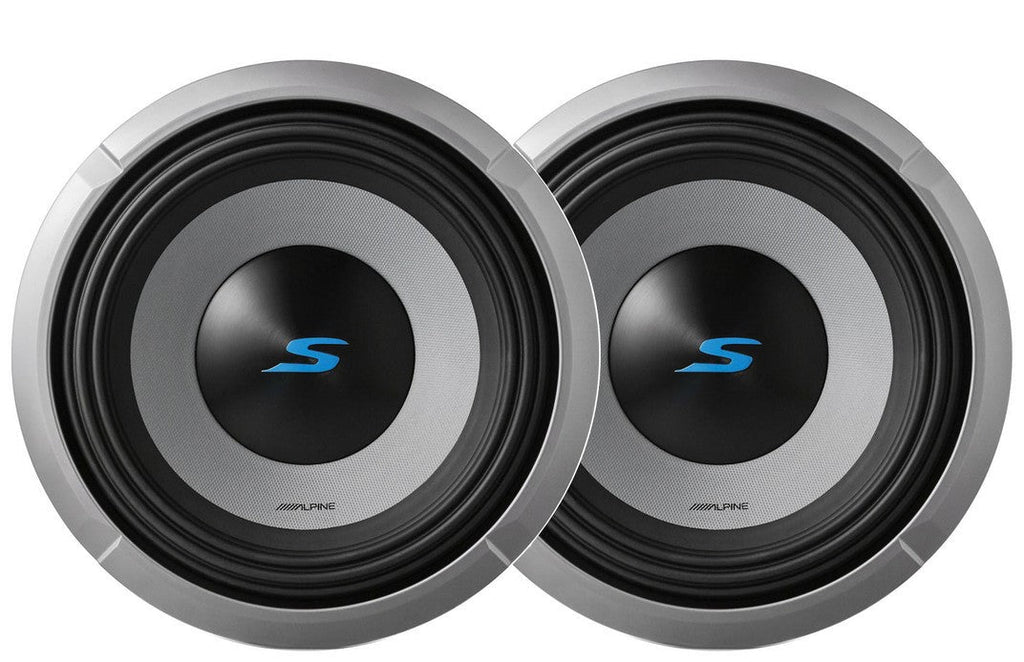 2 Alpine S2-W8D4 Car Subwoofers 900W Max 8" S-Series Dual 4 Ohm Car Subwoofers