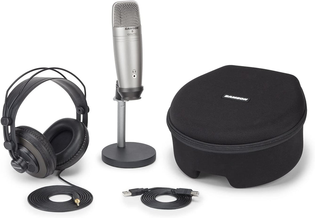 Samson SAC01UPROPK Podcast Pack w Pro USB Studio Condenser Microphone, Headphones, Case