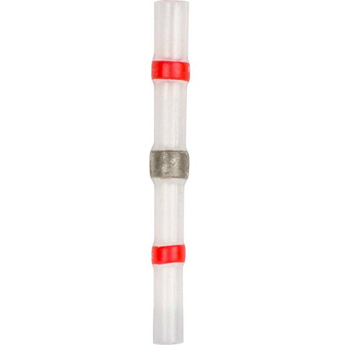 Install Bay SHSRBC-50 Heat Shrink Red Butt Connector w/Solder 22/18 GA - 50pk
