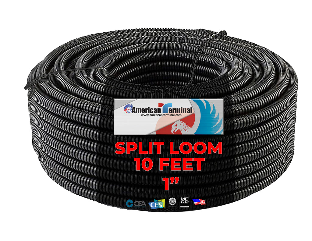 American Terminal 70 feet (7 x 10 feet) 1/8" 1/4" 3/8" 1/2" 5/8" 3/4" 1" inch split wire loom conduit tubing