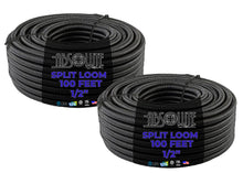 Load image into Gallery viewer, Absolute USA 2 rolls 100 ft 1/2" split wire loom conduit polyethylene tubing black sleeve tube