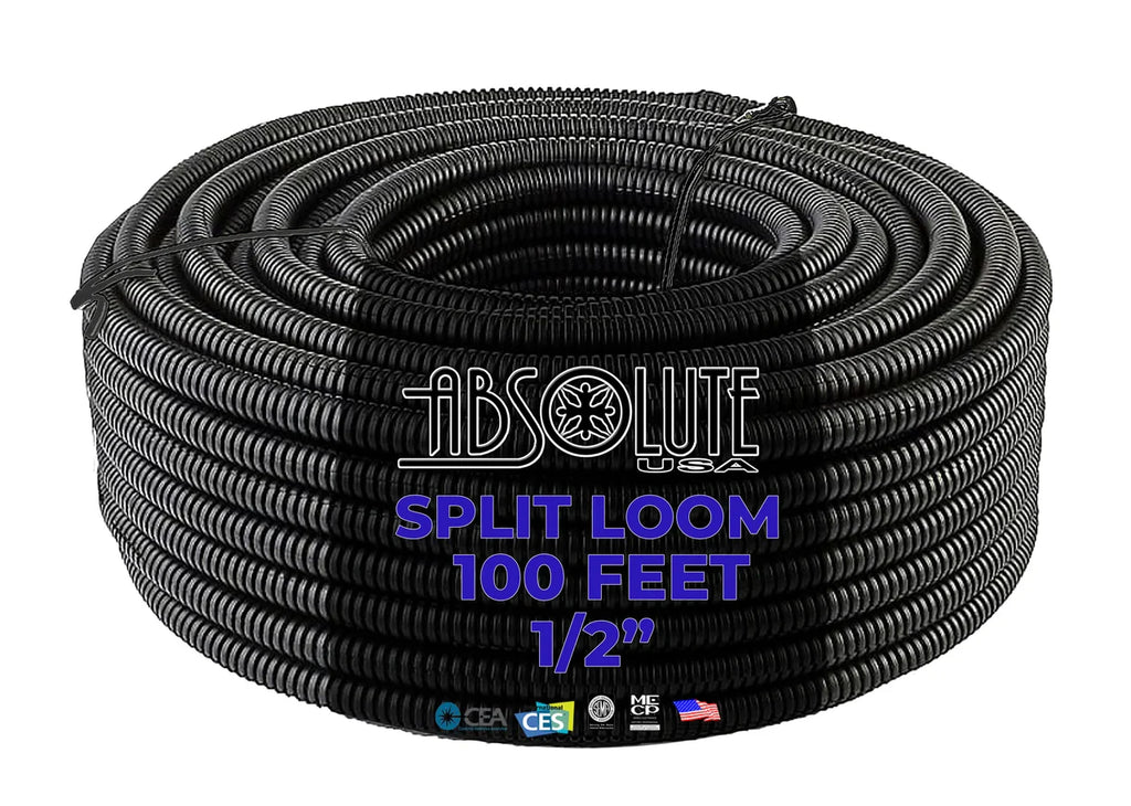 3 Rolls 100ft ea Split Cable Wire Loom PolyethyleneTubing 1/4" 3/8" 1/2" Conduit