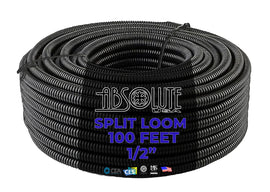 0.5 in. Nominal Size & 100 ft. Length Colored Polyethylene Split Wire Loom, Black