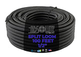 0.5 in. Nominal Size & 100 ft. Length Colored Polyethylene Split Wire Loom, Black