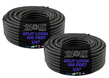 Load image into Gallery viewer, 1/4" Black Split Loom Wire Hose Flexible Tubing Wire Cover Audio Stereo - (200' FT)