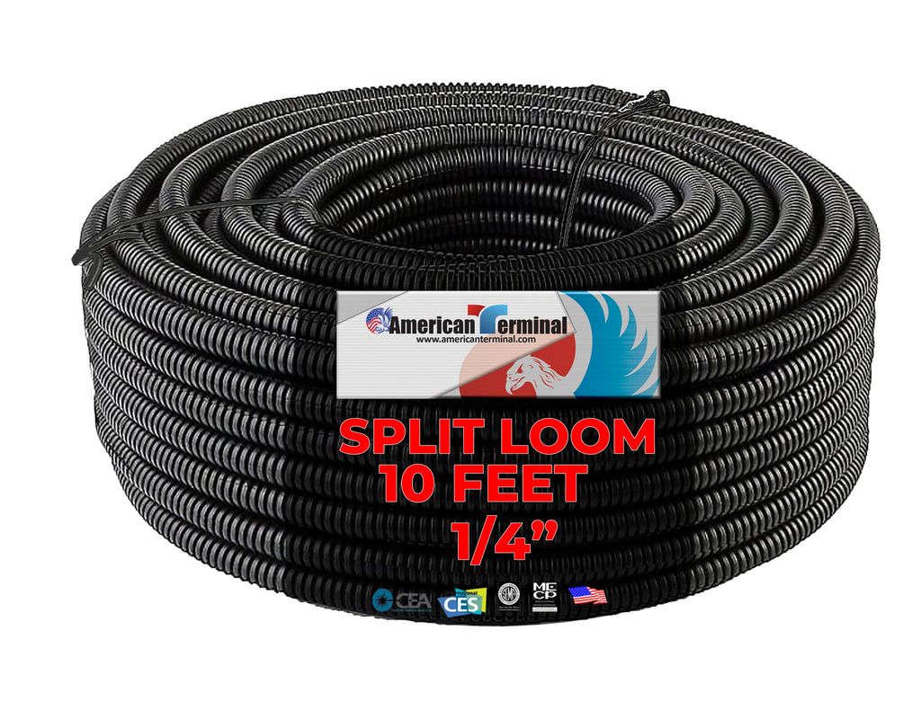 American Terminal 70 feet (7 x 10 feet) 1/8" 1/4" 3/8" 1/2" 5/8" 3/4" 1" inch split wire loom conduit tubing